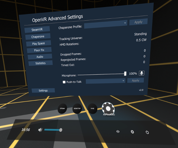 steamvr advanced settings with playspace mover